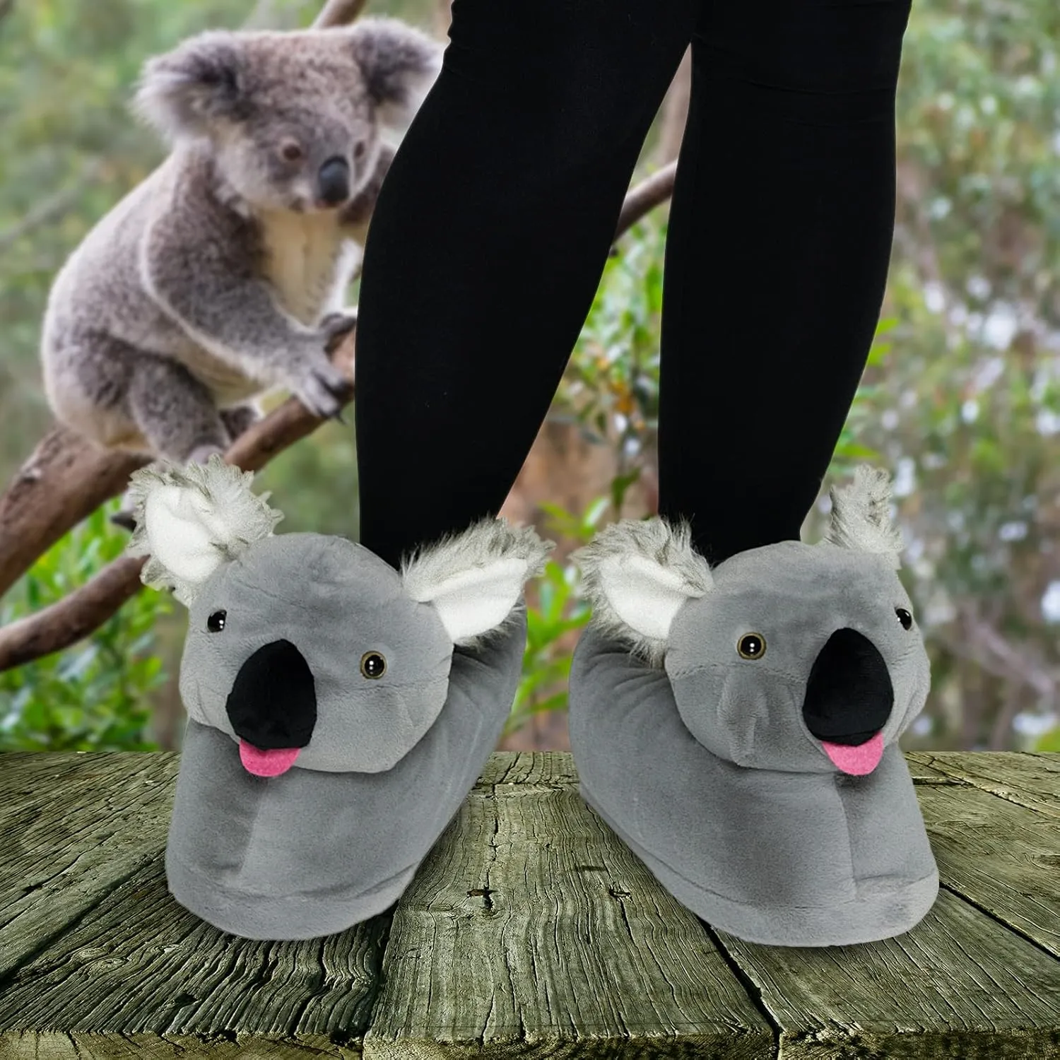Funziez! Fuzzy Animal Slippers Womens & Mens, Funny Indoor House Shoes, Cute Stocking Stuffer Gift Holiday Christmas Hanukkah