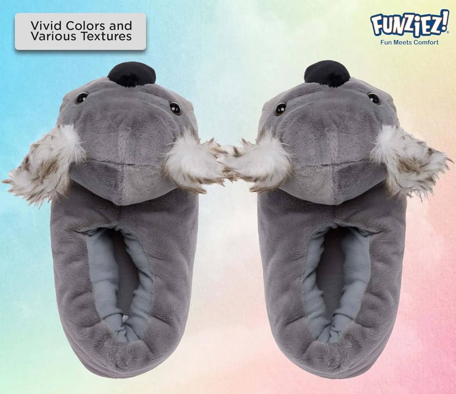 Funziez! Fuzzy Animal Slippers Womens & Mens, Funny Indoor House Shoes, Cute Stocking Stuffer Gift Holiday Christmas Hanukkah