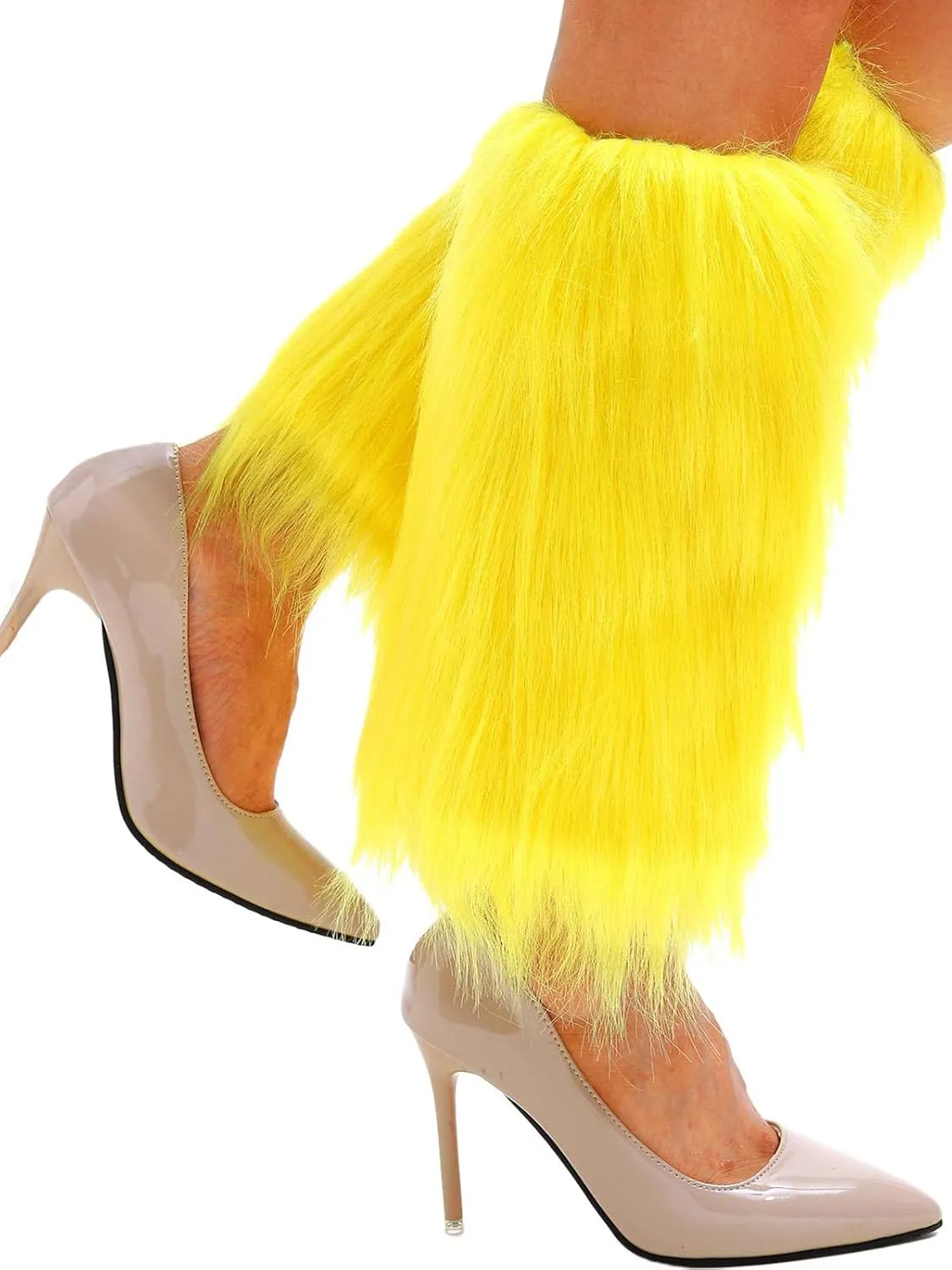 Fuzzy Leg Warmer Winter Fluffy Leg Warmers Boot Covers Mardi Gras Y2k Cosplay New Year Rave Outfit for Women