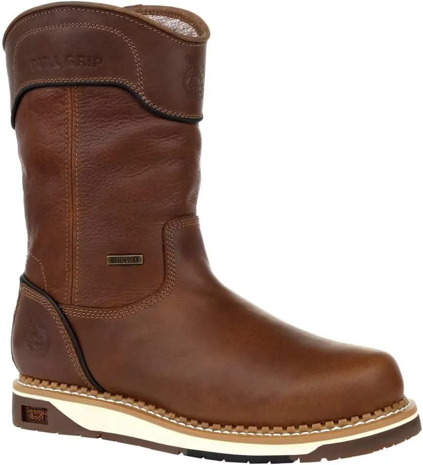 Georgia Boot Men's Brown Amp Lt Wedge Waterproof Pull on Industrial Boot