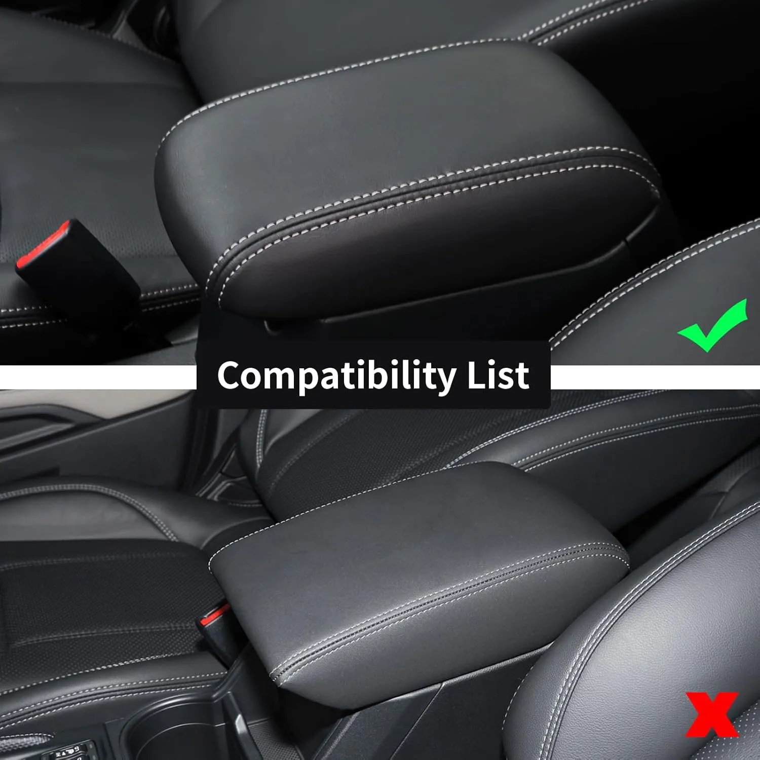 GIANT PANDA Custom Car Center Console Armrest Cover Fit 2014 2015 2016 2017 2018 Subaru Forester,Waterproof Faux Leather Middle Console Cover Protector - Full Protection - Black