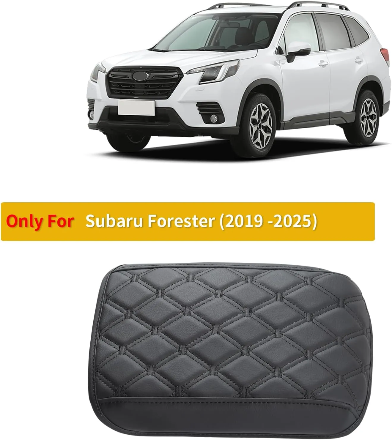 GIANT PANDA Custom Car Center Console Armrest Cover Fit 2019 2020 2021 2022 2023 2024 2025 Subaru Forester,Waterproof Faux Leather Middle Console Cover Protector - Full Protection - Black