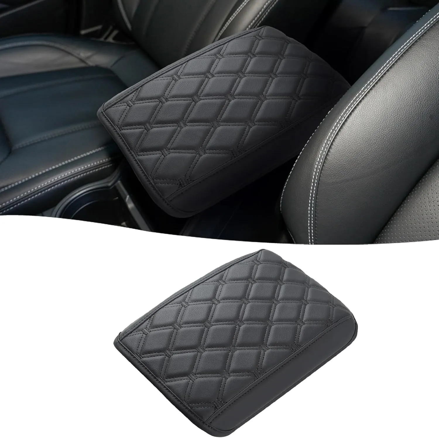 GIANT PANDA Custom Car Center Console Armrest Cover Fit 2019 2020 2021 2022 2023 2024 2025 Subaru Forester,Waterproof Faux Leather Middle Console Cover Protector - Full Protection - Black