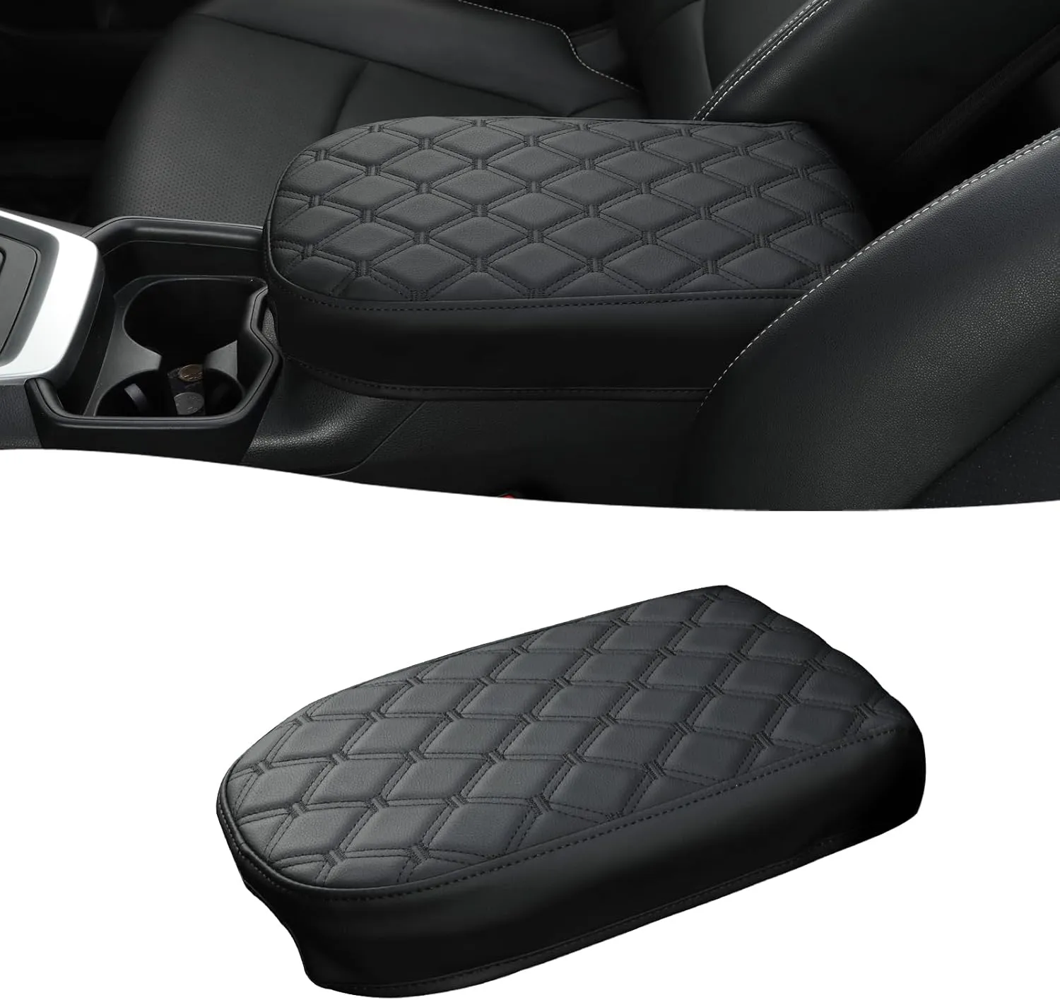 GIANT PANDA Custom Fit Car Center Console Armrest Cover for Toyota RAV4 2019 2020 2021 2022 2023 2024 2025,Waterproof Faux Leather Middle Console Cover - Full Protection - Black