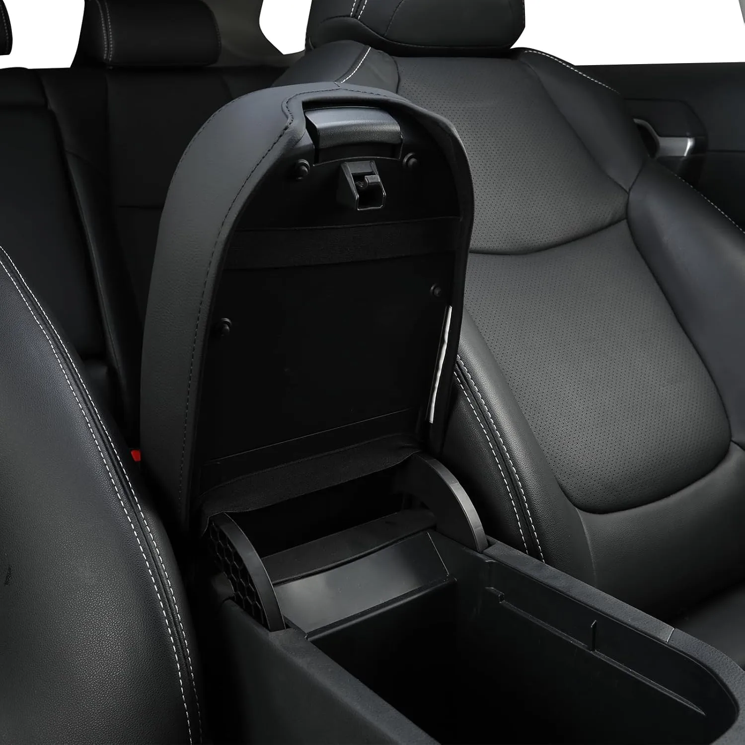 GIANT PANDA Custom Fit Car Center Console Armrest Cover for Toyota RAV4 2019 2020 2021 2022 2023 2024 2025,Waterproof Faux Leather Middle Console Cover - Full Protection - Black