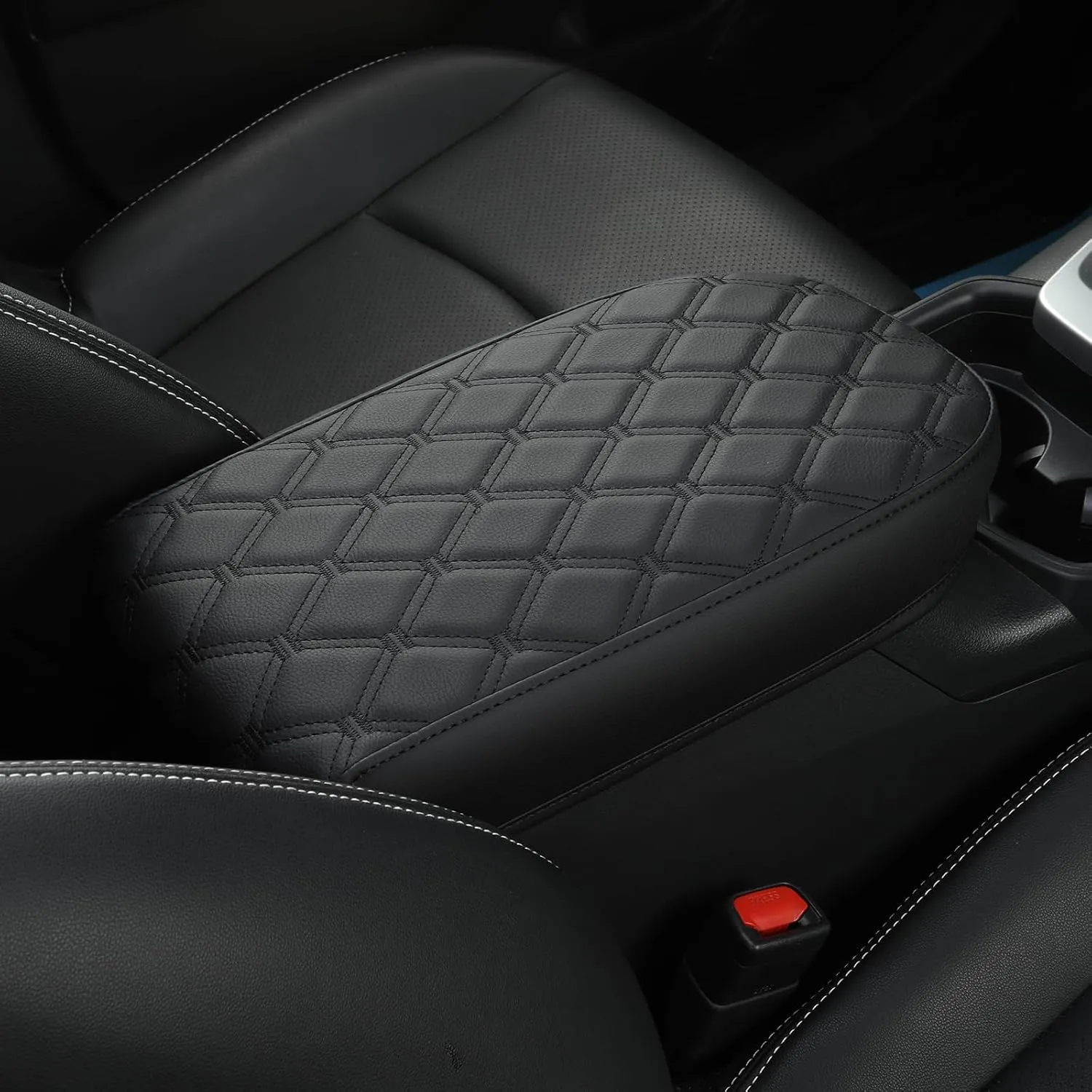 GIANT PANDA Custom Fit Car Center Console Armrest Cover for Toyota RAV4 2019 2020 2021 2022 2023 2024 2025,Waterproof Faux Leather Middle Console Cover - Full Protection - Black