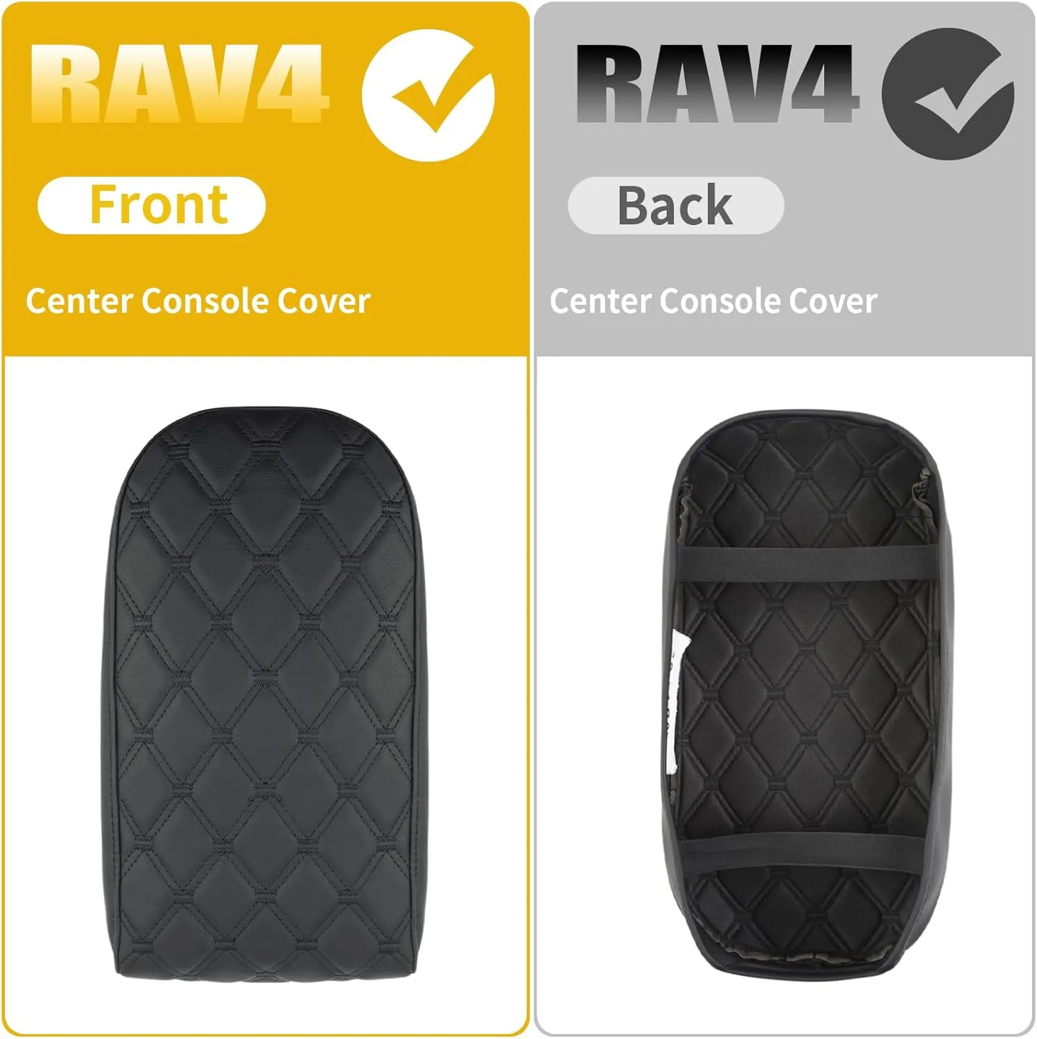 GIANT PANDA Custom Fit Car Center Console Armrest Cover for Toyota RAV4 2019 2020 2021 2022 2023 2024 2025,Waterproof Faux Leather Middle Console Cover - Full Protection - Black
