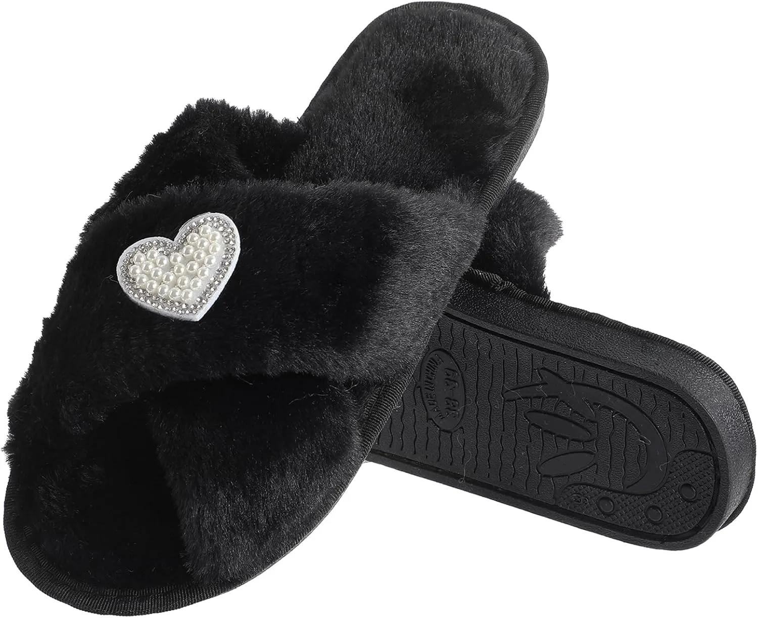 Gifts for Mom from Daughter Son Cozy Fuzzy House Slippers with Heart Pearls for Women Mothers Day Gifts