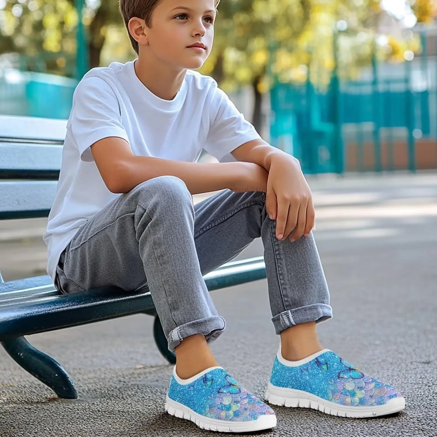 Girls Casual Slip On Shoes Lightweight Kids Low Top Non Slip Loafer Breathable Sneakers Soft Athletic Sports Shoes