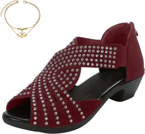 Glowstep Orthopedic Low Heel Cut-Out Sandals, Soipeshop Orthopedic Sandals, Comfortable Sports Slippers - Arch Support, Sparkly Rhinestone Open Toe Dress Shoes for Women, Non-Slip Shoes