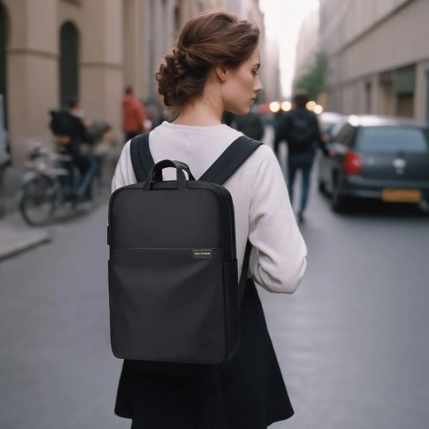 GOLF SUPAGS Travel Laptop Backpack for Women Anti Theft Slim Durable College Bookbag Business Computer Bag Fit 13.3Inch Notebook (Black, 13.3Inch)