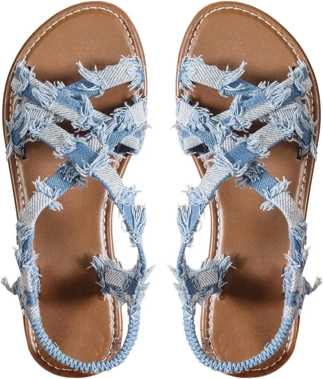 GORGLITTER Women's Leopard Strappy Flat Sandals Y2K Criss Cross Strap Open Toe Slingback Cheetah Slide Sandals
