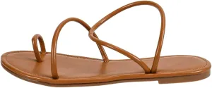 GORGLITTER Women's Metallic Strappy Thong Flat Sandals Open Toe Dressy Slide Sandal