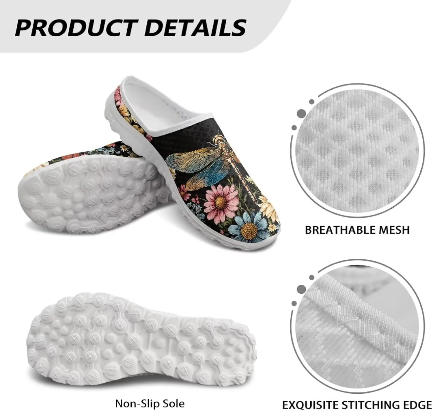 GOSTONG Mules for Women Lightweight Slip on Mule Backless Sneakers Breathable Mesh Walking Shoes for Garden Outdoors Size 6-13.5