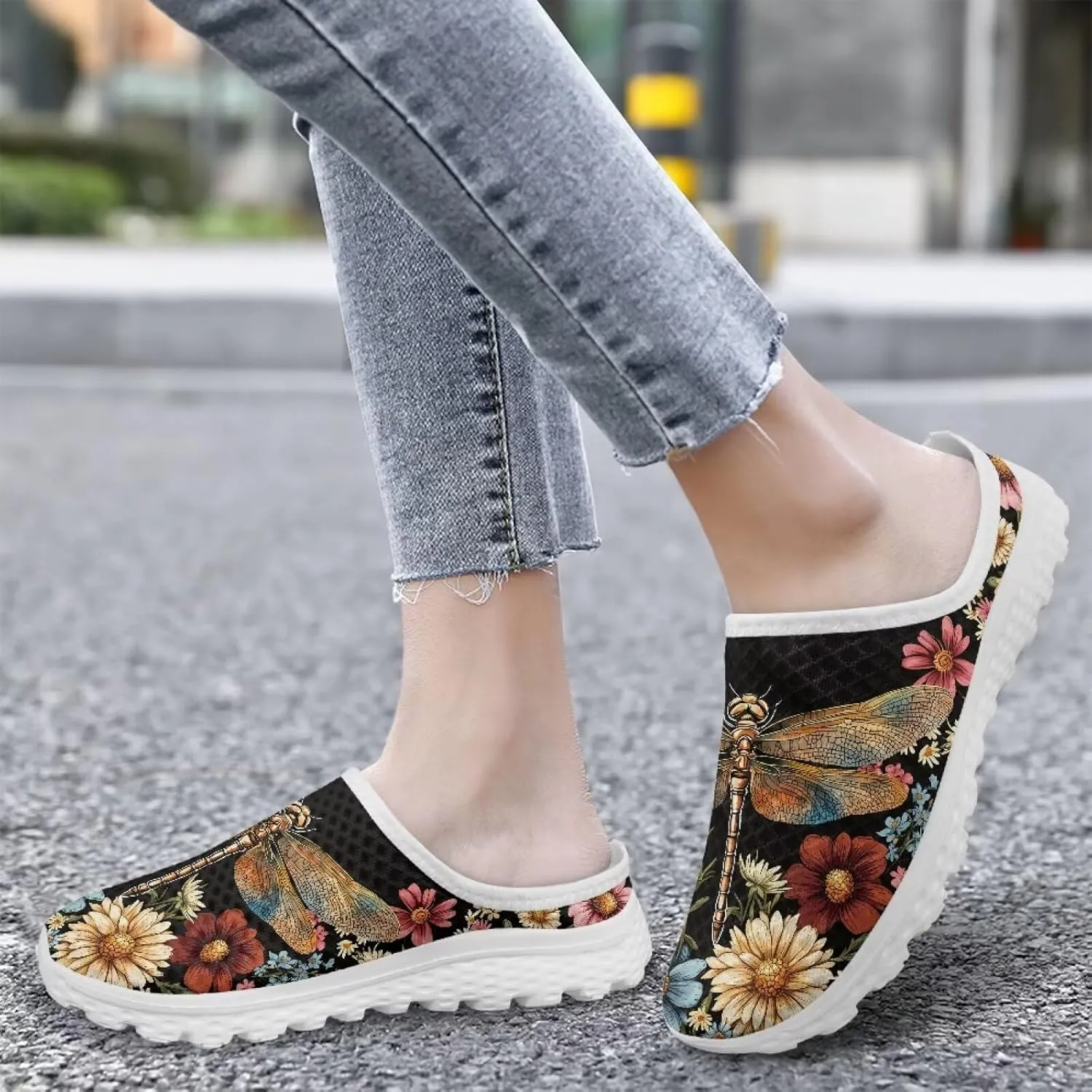 GOSTONG Mules for Women Lightweight Slip on Mule Backless Sneakers Breathable Mesh Walking Shoes for Garden Outdoors Size 6-13.5