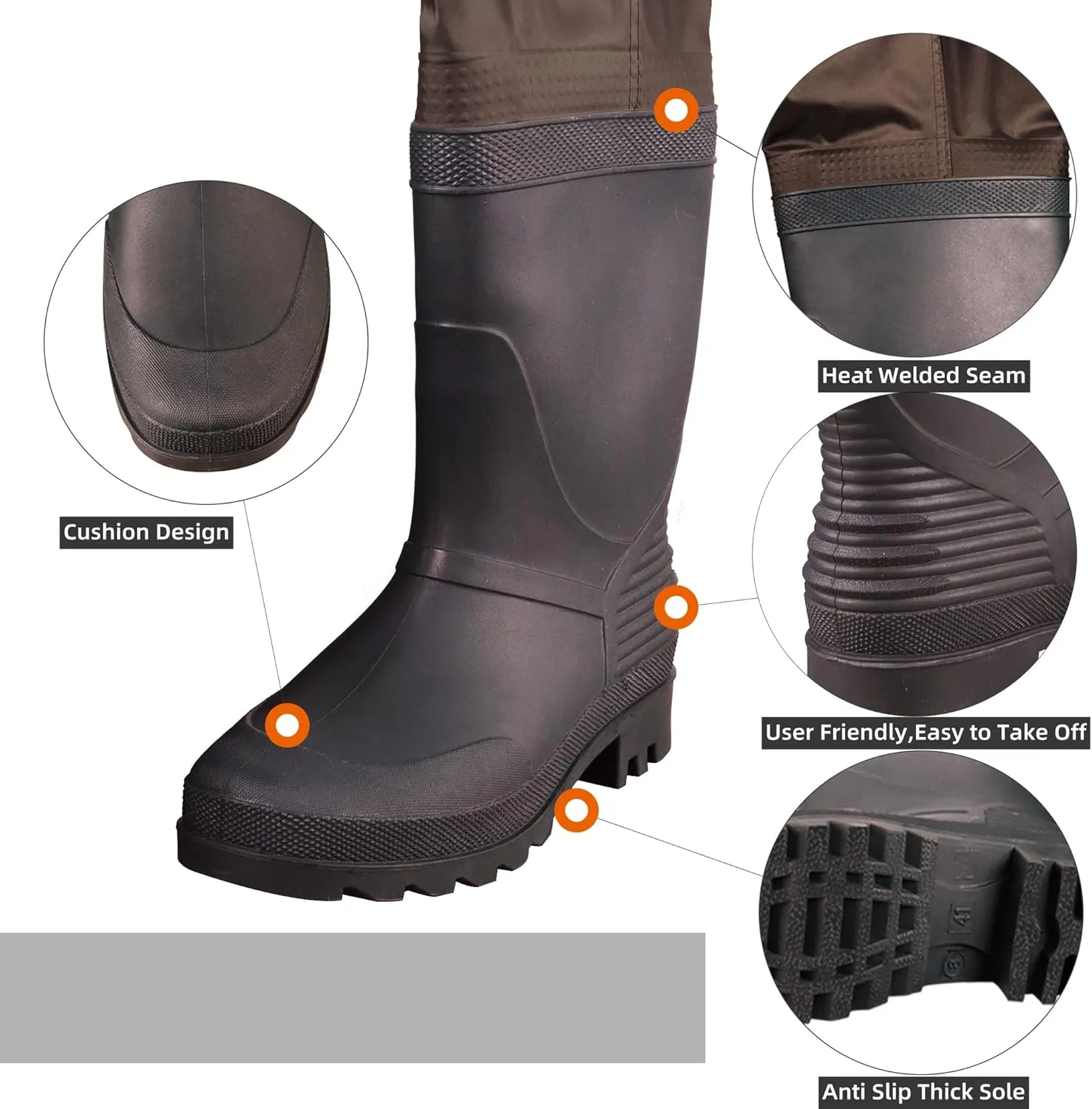 GREENWATER Fishing Chest Waders for Men Women with Boots Waterproof 2ply Nylon PVC Lightweight Bootfoot Waders for Hunting