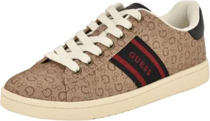 Guess Men's LOVYNS Sneaker, Light Brown Logo Multi 230, 7.5