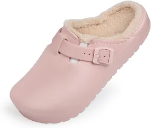 Harssidanzar Womens Lined Clogs Winter Fleece Breathable Walking Garden Shoes Warm Non-Slip Mule Footwear HL206US