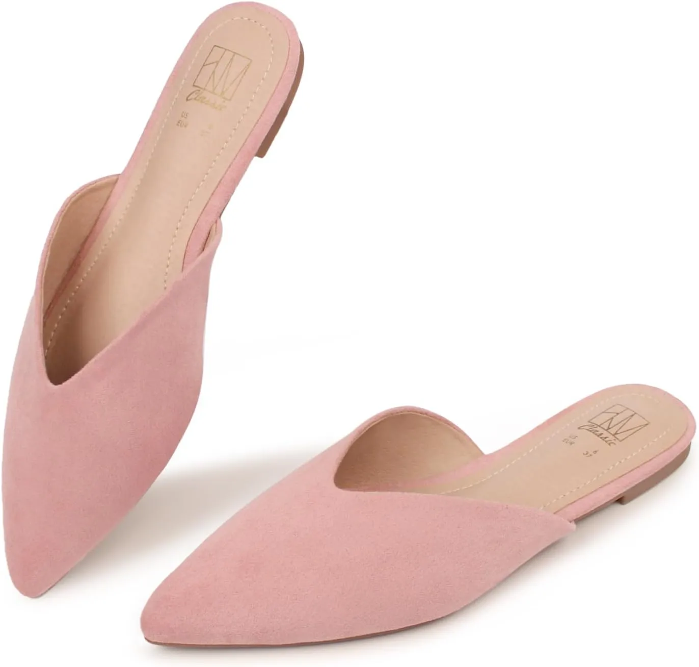 Hawkwell Women's Backless Slip on Slides Loafer Shoes Flats Comfortable Pointed Toe Mules