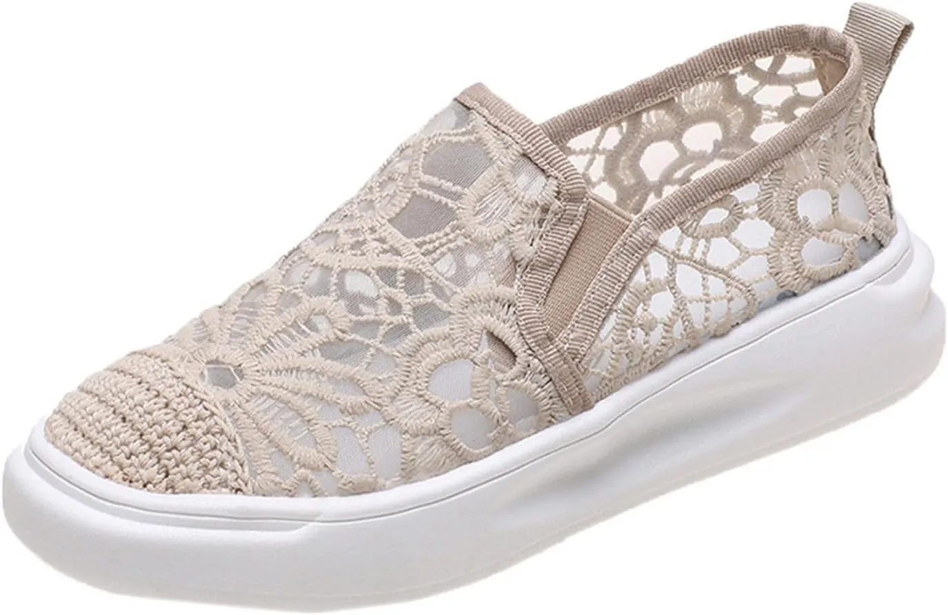 Hbeylia Platform Espadrilles Loafersfor Women Girls Flower Embroidered Lace Breathable Canvas Shoes Platform Heeled Low Top Play Sneakers Casual Slip On Walking Shoes