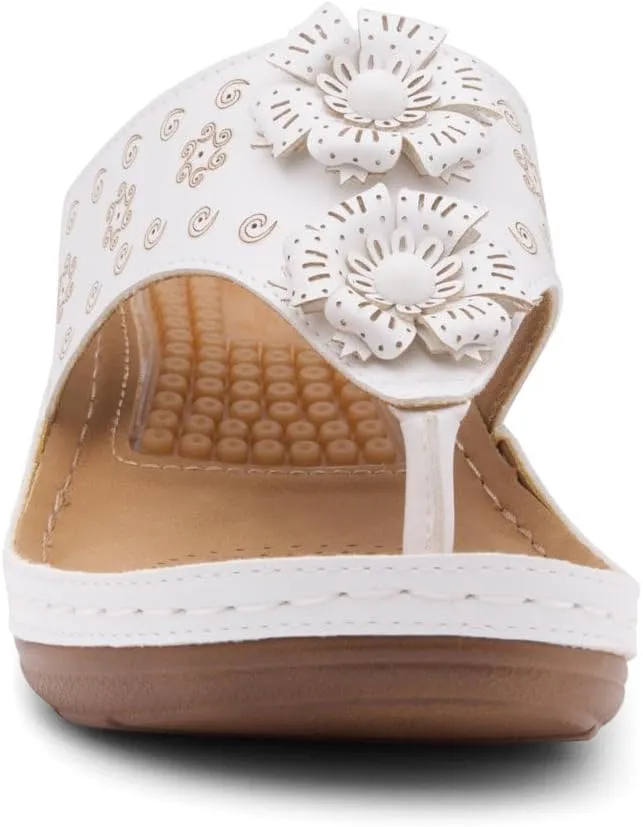 Herstyle H-Nadia Womens Flip Flops Open Toe Slides Cushion Footbed Platform Wedge Summer Sandals