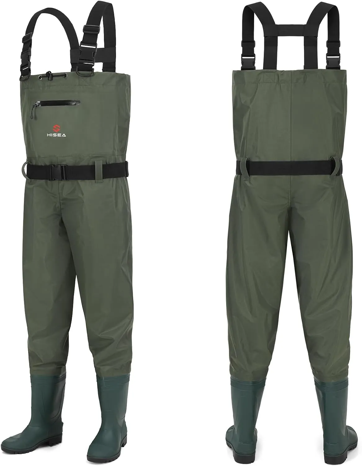 HISEA Bootfoot Chest Wader for Men Women 2-Ply Nylon/PVC Waterproof Mesh lining Fishing Hunting Waders with Boot Hanger