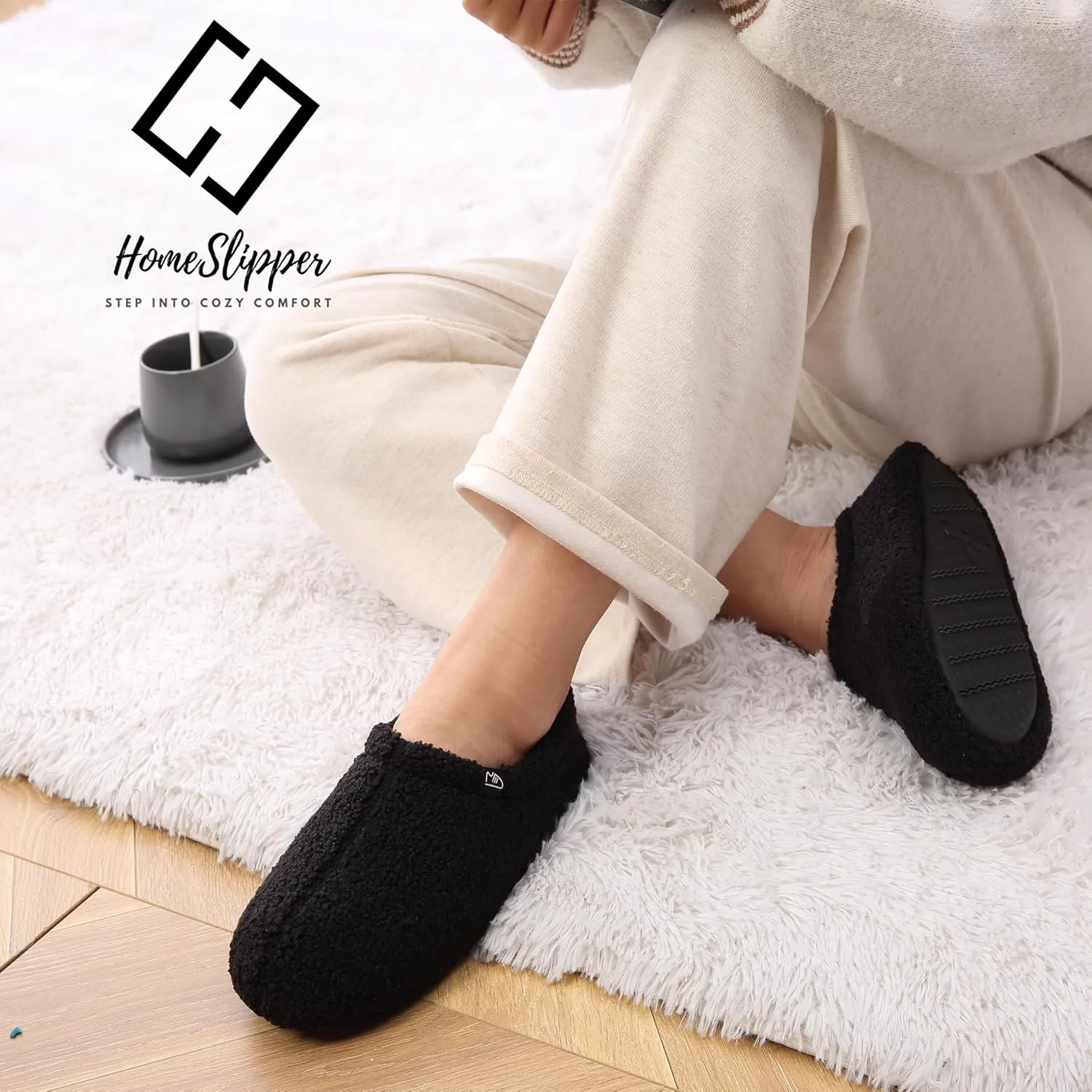 Home Slipper Memory Foam Slippers for Women Curly Fuzzy Bedroom House Shoes Non-slip Indoor Slipper Booties
