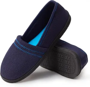 House Shoes for Women Comfy Memory Foam Loafer Slippers for Ladies Non-slip Sole for Comfort Ballet Flat with Closed Back Indoor and Outdoor for All Season Wear DarkGrey NavyBlue US6-US11