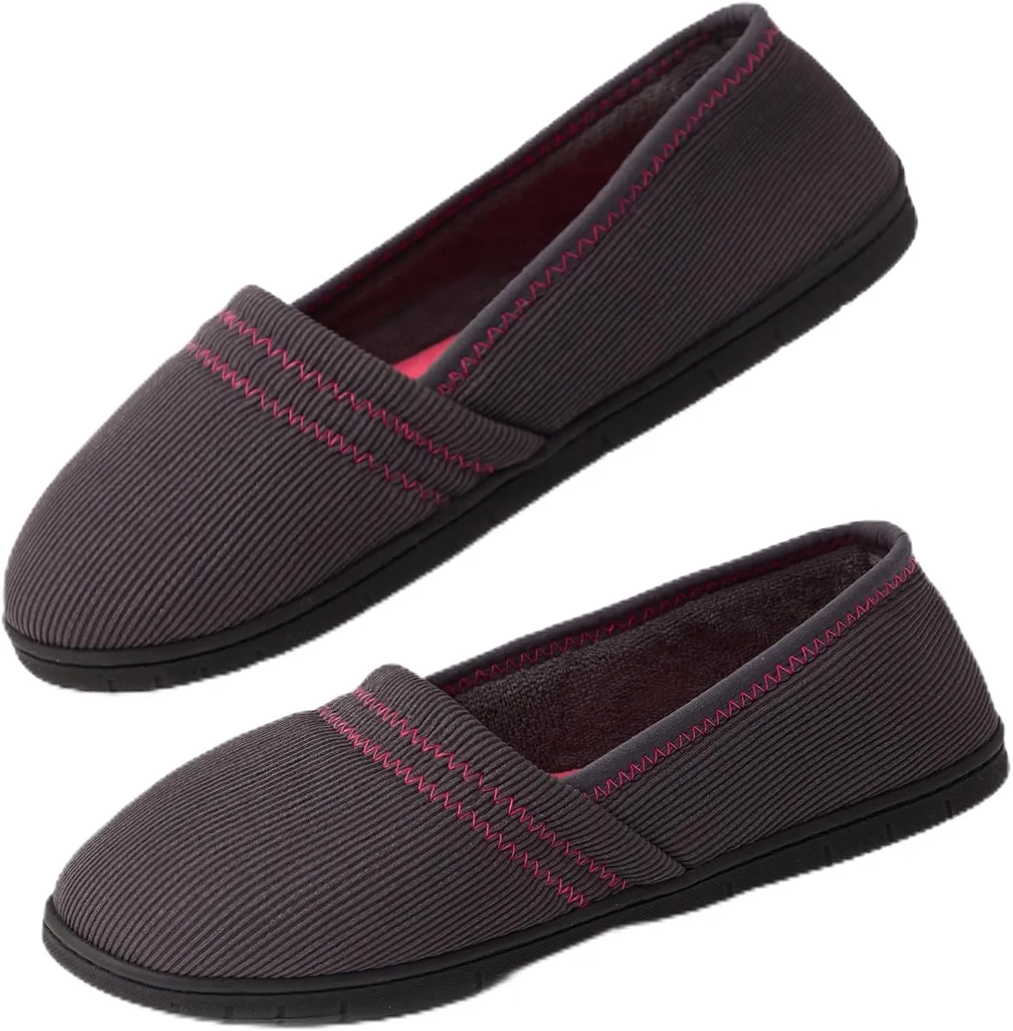 House Shoes for Women Comfy Memory Foam Loafer Slippers for Ladies Non-slip Sole for Comfort Ballet Flat with Closed Back Indoor and Outdoor for All Season Wear DarkGrey NavyBlue US6-US11