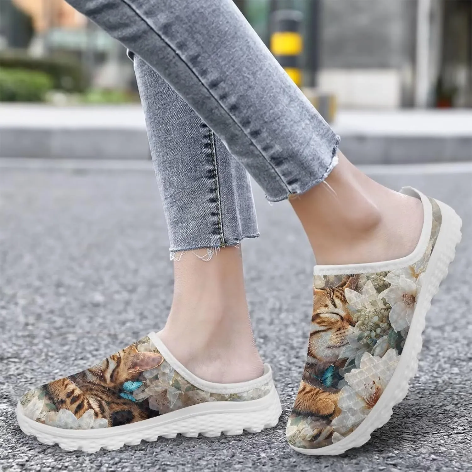 Howilath Women's Mule Shoes Casual Slip on Half Shoes with Arch Support Breathable Walking Mules Sneakers Sandals US Size 6-13.5