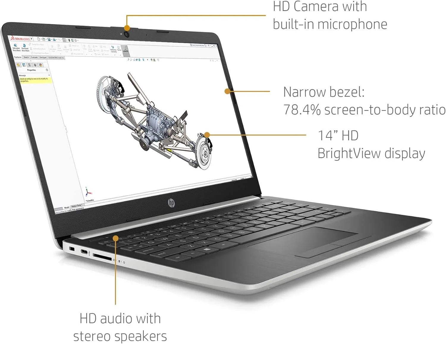 HP 2020 14" Laptop Computer/Intel Celeron N4000 up to 2.6GHz/ 4GB DDR4 RAM/ 64GB eMMC/ 802.11ac WiFi/Bluetooth 4.2/ Intel UHD Graphics 605/ Office 365 Personal 1-Year/Natural Silver/Windows 10