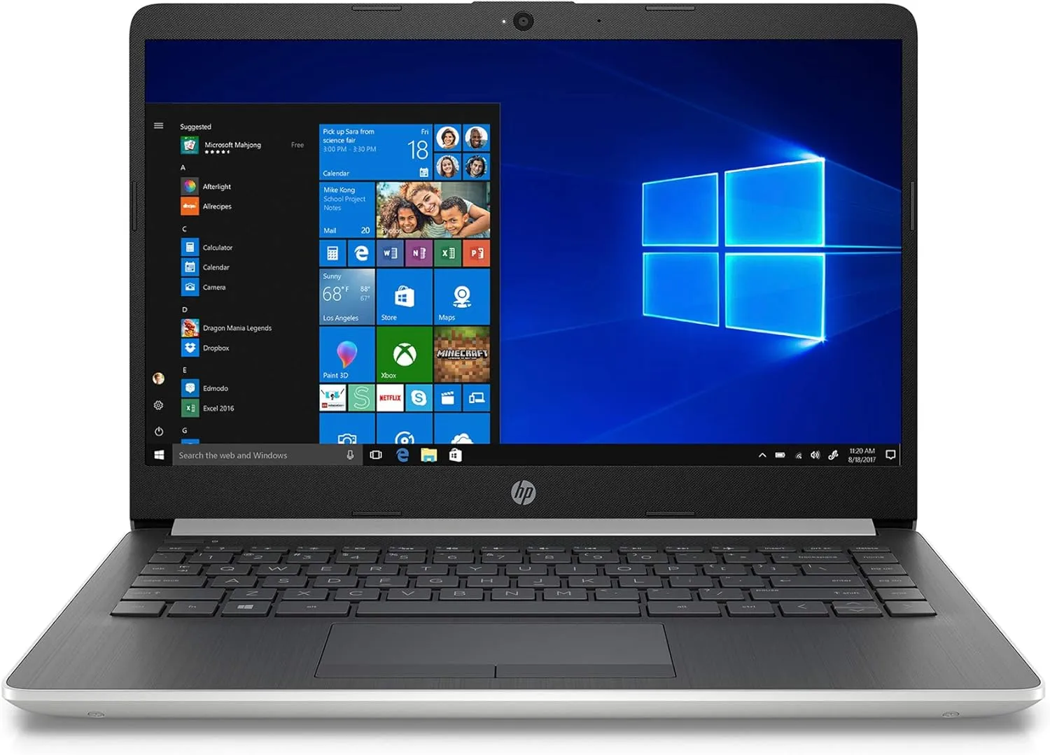 HP 2020 14" Laptop Computer/Intel Celeron N4000 up to 2.6GHz/ 4GB DDR4 RAM/ 64GB eMMC/ 802.11ac WiFi/Bluetooth 4.2/ Intel UHD Graphics 605/ Office 365 Personal 1-Year/Natural Silver/Windows 10