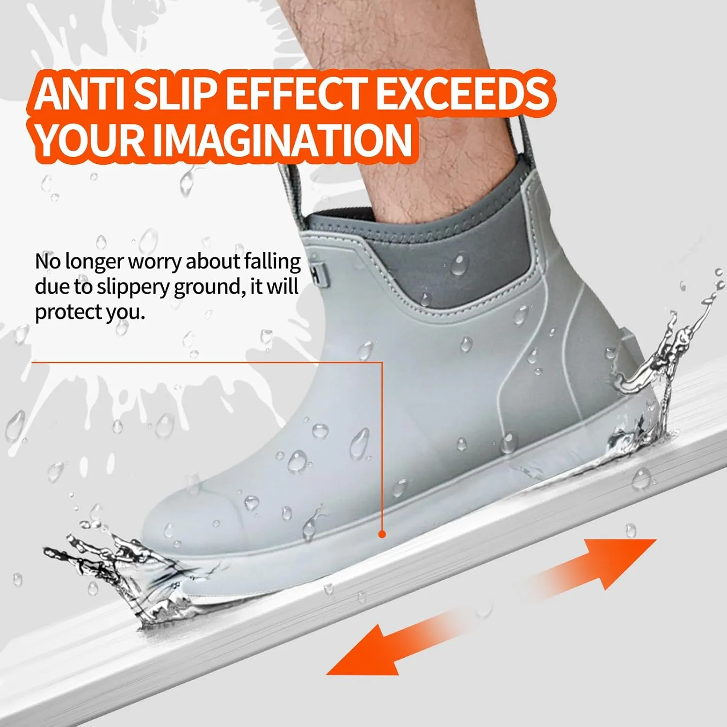 Hsttgsr Men's Deck Boots, Rubber Rain Boots Waterproof Fishing Boots, Ankle Anti-Slip High Traction Boots for Professional Premium Neoprene, Garden Boots Shoes Footwear Booties for Men Outdoor Work