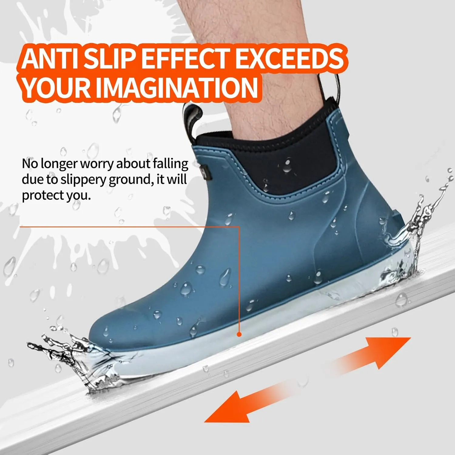 Hsttgsr Men's Deck Boots, Rubber Rain Boots Waterproof Fishing Boots, Ankle Anti-Slip High Traction Boots for Professional Premium Neoprene, Garden Boots Shoes Footwear Booties for Men Outdoor Work