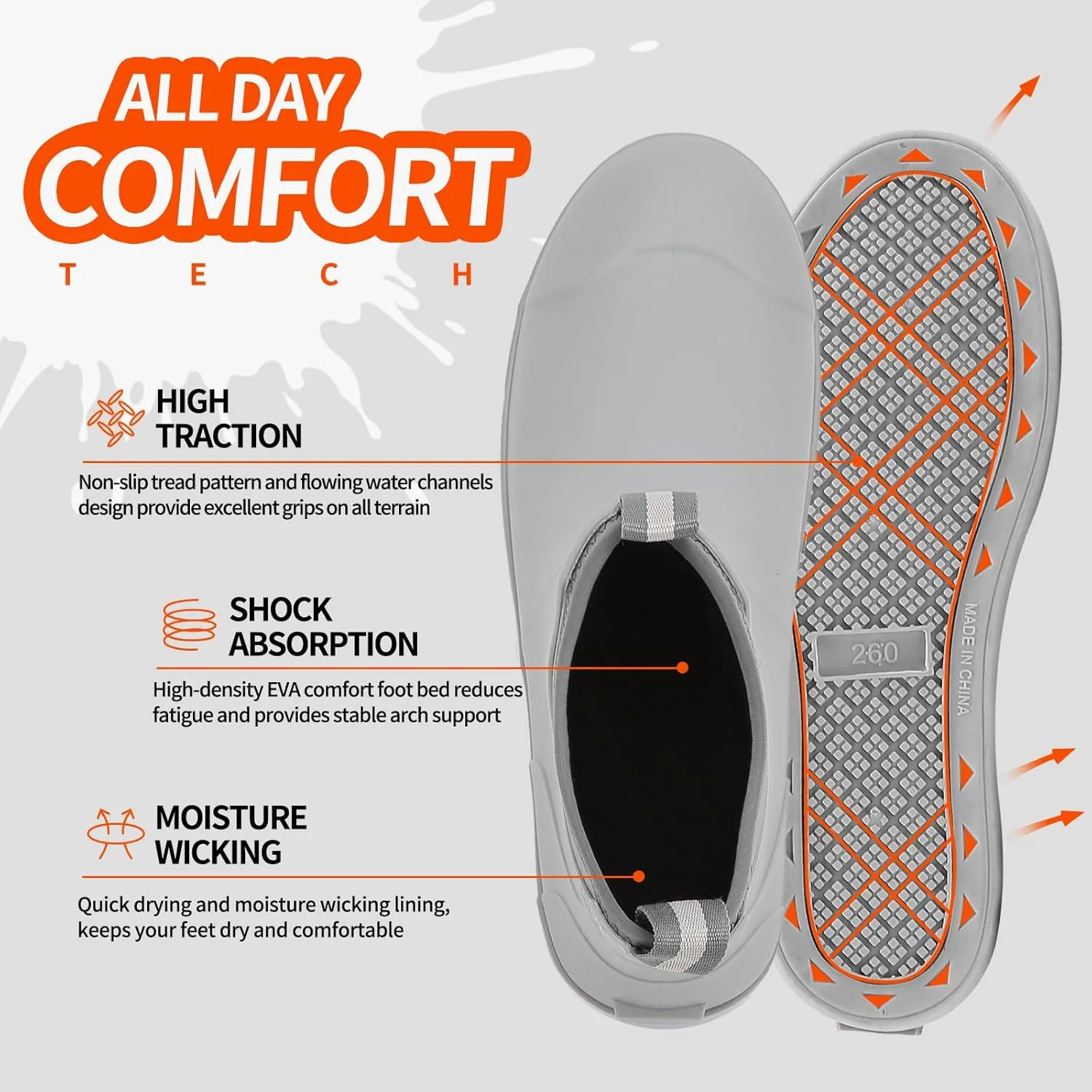 Hsttgsr Men's Deck Boots, Rubber Rain Boots Waterproof Fishing Boots, Ankle Anti-Slip High Traction Boots for Professional Premium Neoprene, Garden Boots Shoes Footwear Booties for Men Outdoor Work