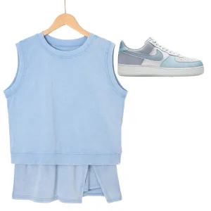 Icy Armory Everyday Set – Cotton Tank & Split Skirt | Sneaker Match for Air Force 1 ‘Light Armory Blue’