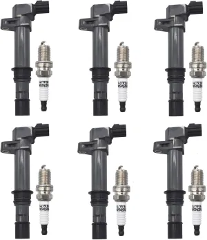 Ignition Coil Pack and Iridium Spark Plug UF270 Set of 6 Compatible with Dodge Jeep Mitsubishi Liberty Grand Cherokee Raider Commander Nitro Durango Dakota 3.7L V6
