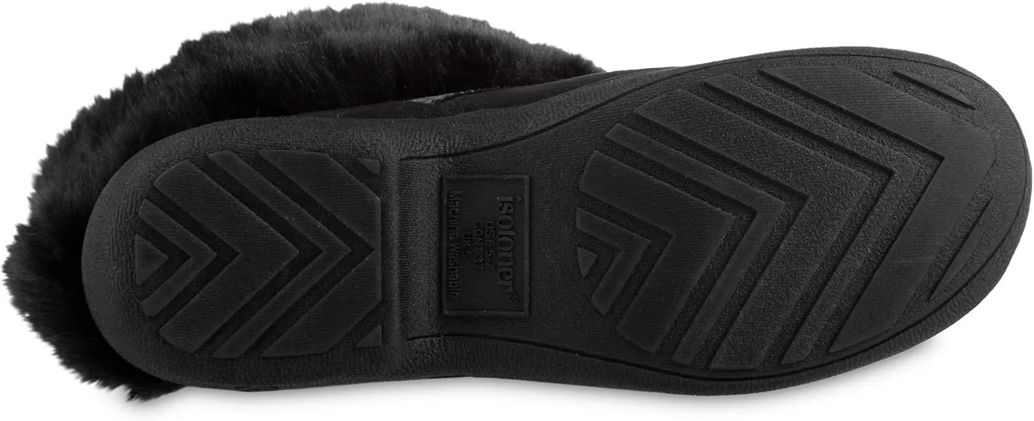 Isotoner Women's Recycled Microsuede Mallory Slipper, with Memory Foam and Indoor/Outdoor Sole