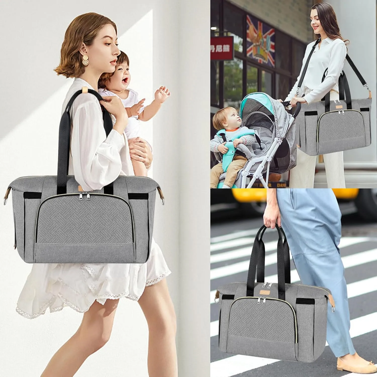 ITIEZY Diaper Bag Tote for Baby - Large Mommy Bag with Portable Changing Pad Pacifier Case, Hospital Bags Travel Baby Bag