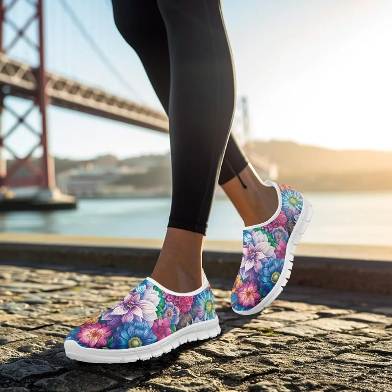 Jeiento Boho Blossom Womens Casual Loafer Slip On Lightweight Comfort Travel Walking Flats Shoes