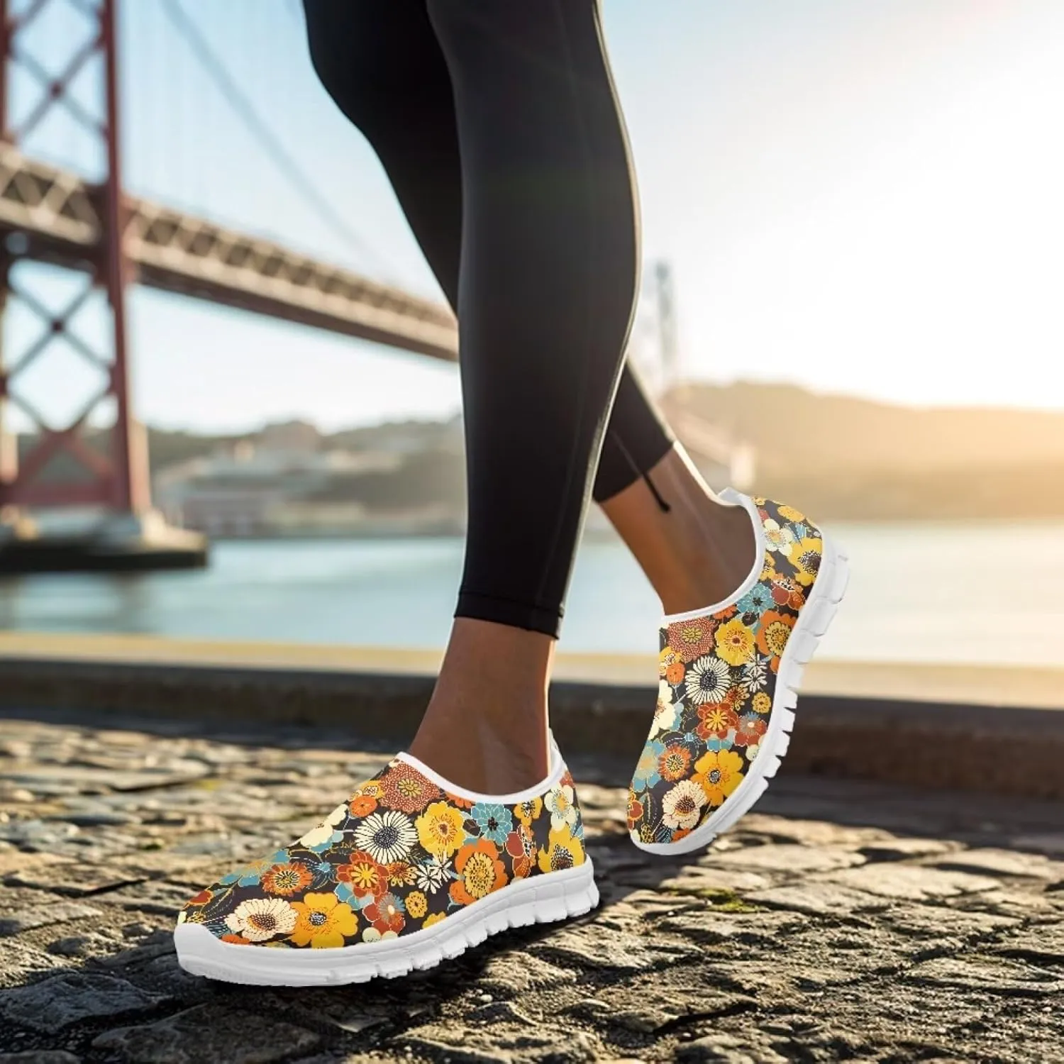 Jeiento Boho Blossom Womens Casual Loafer Slip On Lightweight Comfort Travel Walking Flats Shoes
