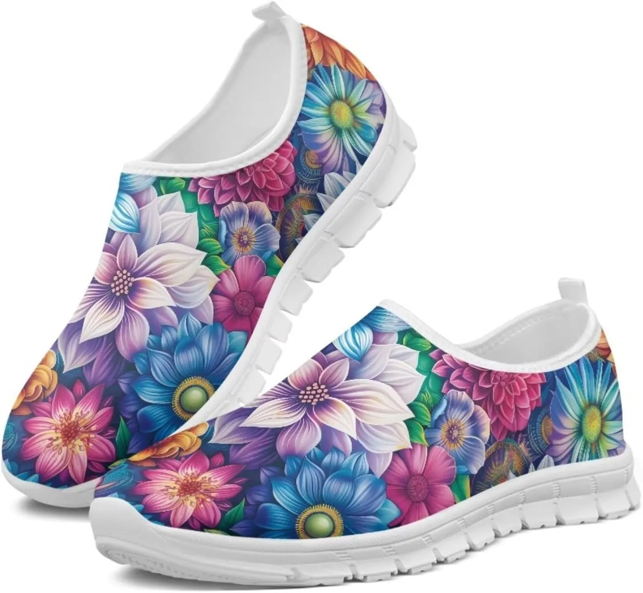 Jeiento Boho Blossom Womens Casual Loafer Slip On Lightweight Comfort Travel Walking Flats Shoes