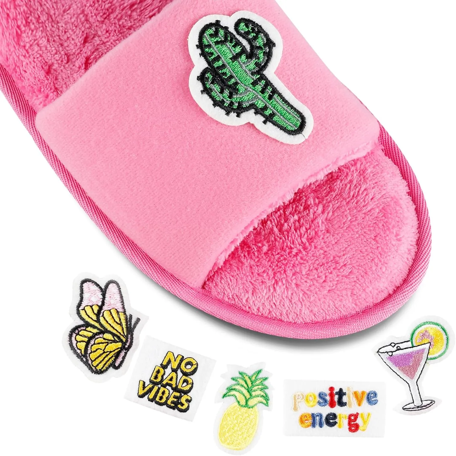 Jessica Simpson Women's Slide-on Open Toe Memory Foam Slippers with Removable Velcro Patches