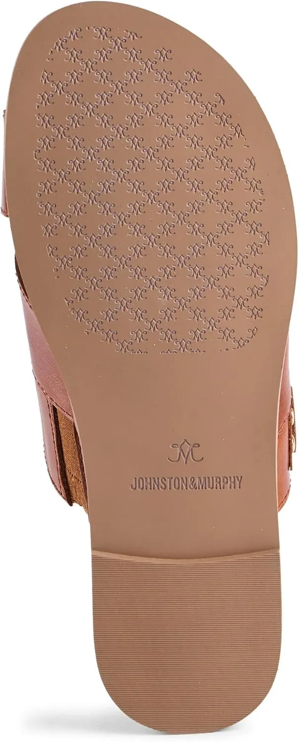 Johnston & Murphy Women’s Shayla Cross-Band Slides, Women’s Slip On Leather Shoes, Flat Sandals for Women