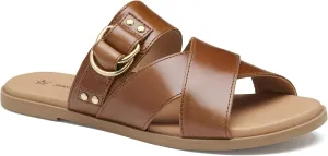 Johnston & Murphy Women’s Shayla Cross-Band Slides, Women’s Slip On Leather Shoes, Flat Sandals for Women