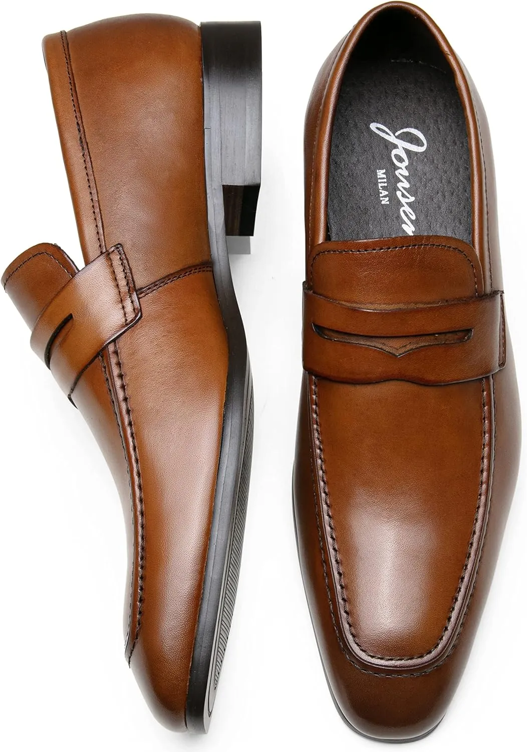 Jouesn Men's Dress Shoes Premium Leather Penny Loafers for Men Slip-On Formal Dress Loafers for Men