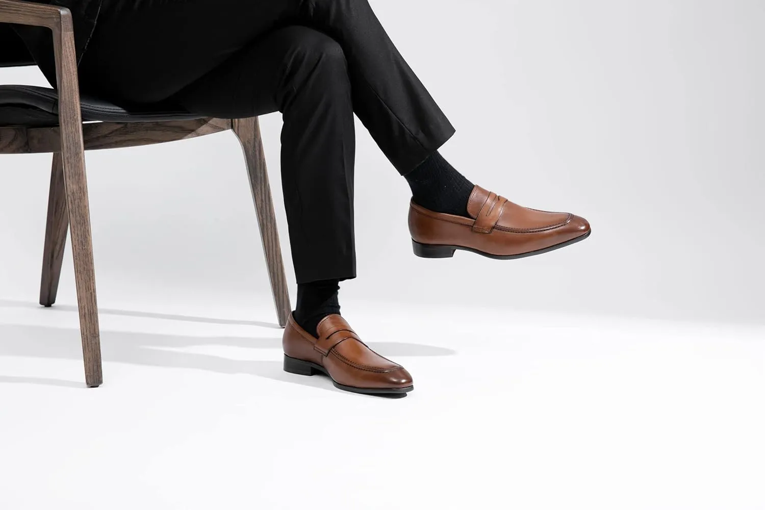 Jouesn Men's Dress Shoes Premium Leather Penny Loafers for Men Slip-On Formal Dress Loafers for Men