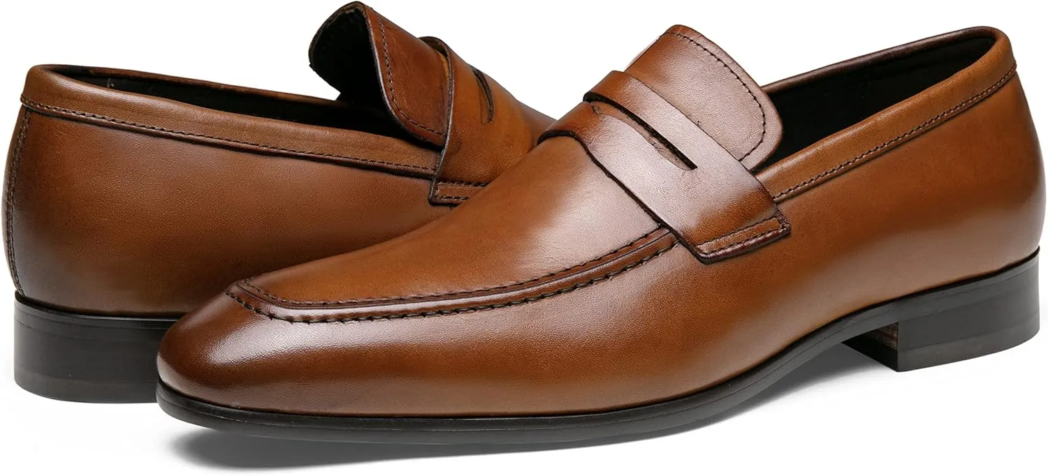 Jouesn Men's Dress Shoes Premium Leather Penny Loafers for Men Slip-On Formal Dress Loafers for Men
