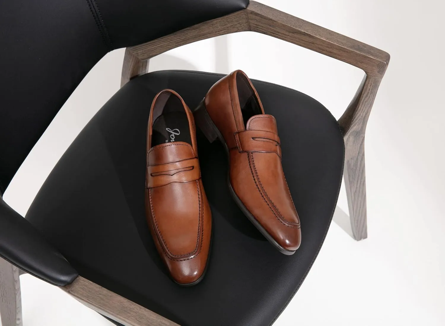 Jouesn Men's Dress Shoes Premium Leather Penny Loafers for Men Slip-On Formal Dress Loafers for Men
