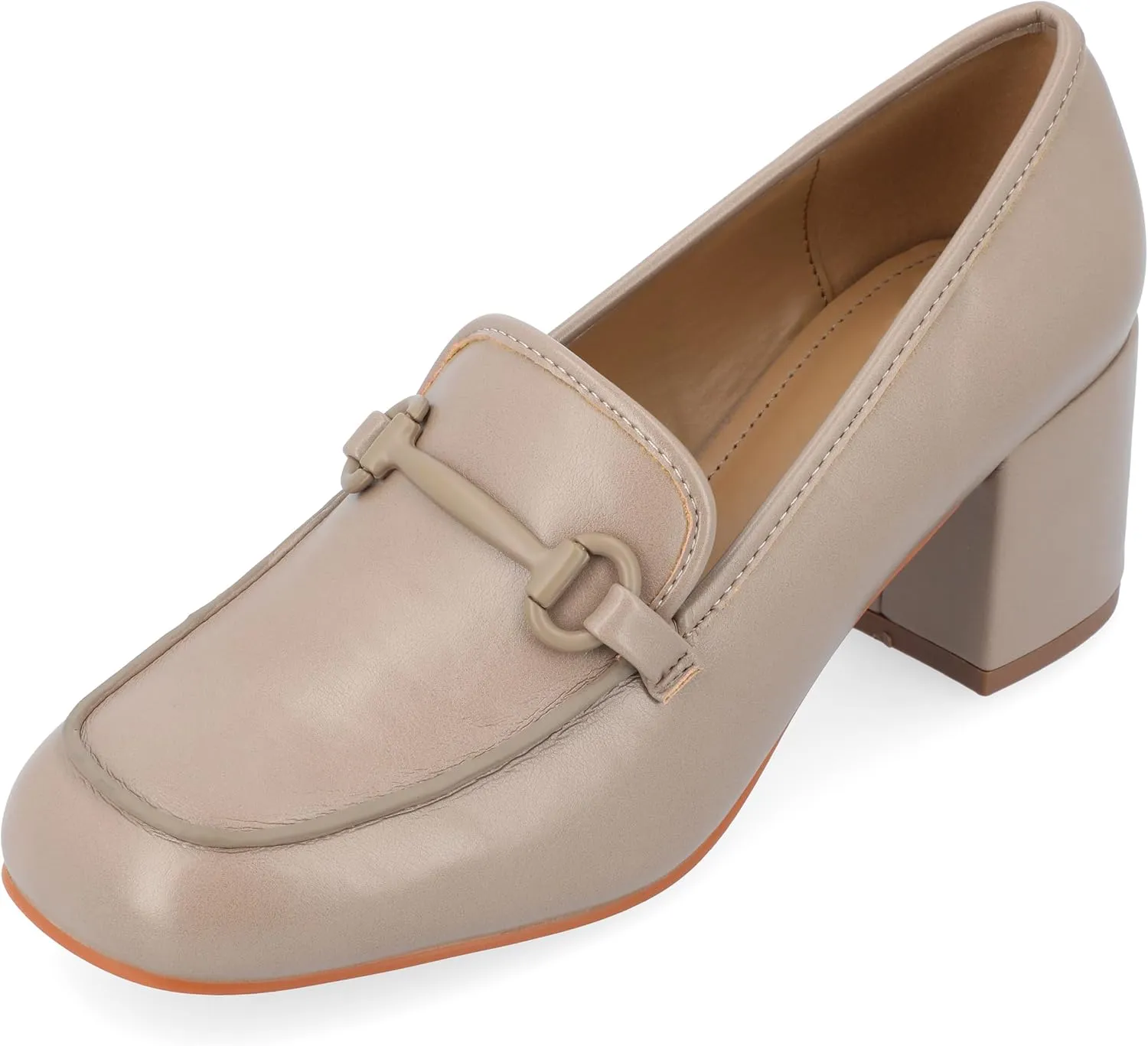 Journee Collection Womens Nysaa Block Heel Faux Leather Loafer Heels